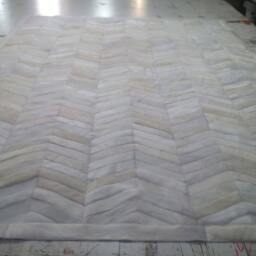 Cowhide Patchwork Rug Raw Leather Argentina - Rug, Chevron 6' X 8' Natural White - thumbnail 2