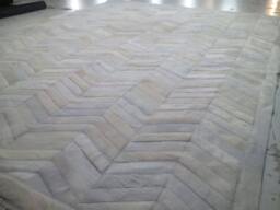 Cowhide Patchwork Rug Raw Leather Argentina - Rug, Chevron 6' X 8' Natural White - thumbnail 1
