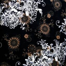 Floral Cotton Window Valance, Light Brown, Black, Rod Pocket - thumbnail 2