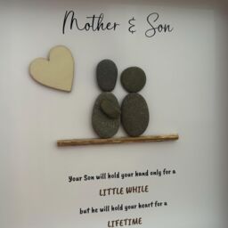 Unique Mum & Son Gift, Personalised Pebble Art Picture, Mothers Day Gift From Son, Sentimental Wall Decor Art, Special - thumbnail 3