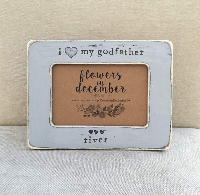 Personalized Godfather Picture Frame Hand Stamped Vintage Style - image 1