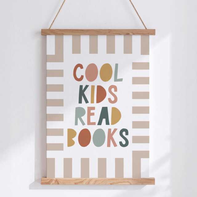 Cool Kids Read Books Print - Room Wall Art Reading Poster For Boys & Girls Bedroom Book Lover Artwork Classroom Unframed - image 1