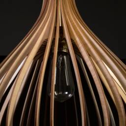 Mid Century Modern Wood Pendant Light - Balloon Style - thumbnail 3