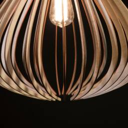 Mid Century Modern Wood Pendant Light - Balloon Style - thumbnail 2