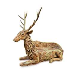 Large Teak Stag Sculpture Bench With Seat 190cm - thumbnail 2
