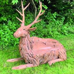 Large Teak Stag Sculpture Bench With Seat 190cm - thumbnail 3