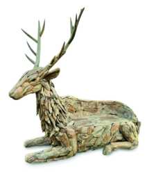 Large Teak Stag Sculpture Bench With Seat 190cm