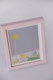Pink Springs Framed Mini Art, Palm Springs, Pop Pastel Bespoke Purple, Wall Desk Mini Home Decor, Gift Idea - thumbnail 3