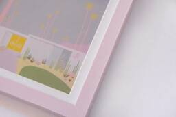 Pink Springs Framed Mini Art, Palm Springs, Pop Pastel Bespoke Purple, Wall Desk Mini Home Decor, Gift Idea - thumbnail 2