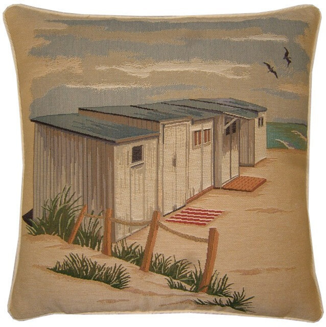 Beach Theme Huts On The Tapestry Cushion Cover Sham - image 1