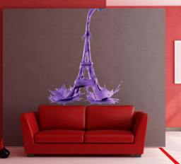 Eiffel Tower Splash Full Color Decal, Paris Color Sticker, Wall Art, Cn 080
