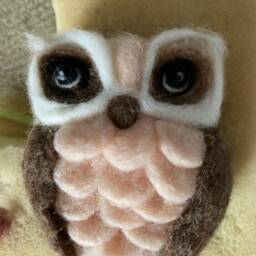 Needle Felted Woodland Animal Head Wall Decor Owl, Bear, Deer - thumbnail 3