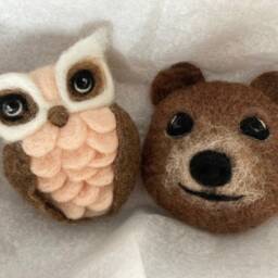 Needle Felted Woodland Animal Head Wall Decor Owl, Bear, Deer - thumbnail 2