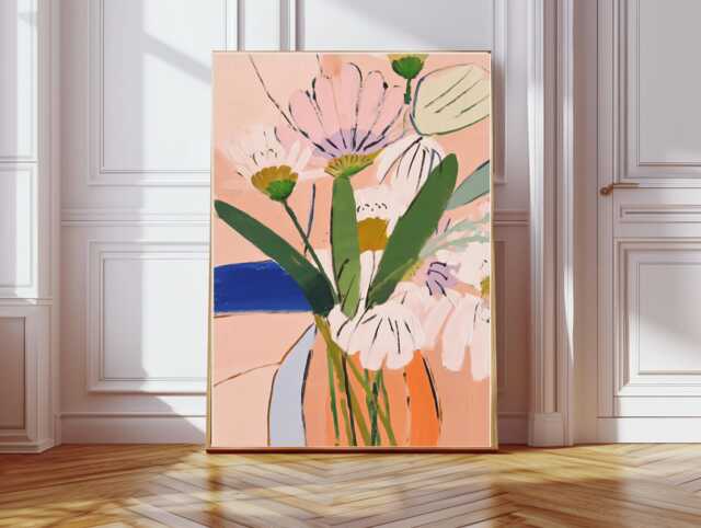Floral Vase Art Print, Flower Poster, Wall Decor, Art, Still Art - image 1