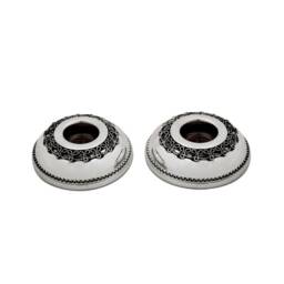 Tiny Round Shaped 925 Sterling Silver Traveling Candlesticks - Modern Jewish Travel Gift - thumbnail 1