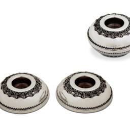 Tiny Round Shaped 925 Sterling Silver Traveling Candlesticks - Modern Jewish Travel Gift - thumbnail 2