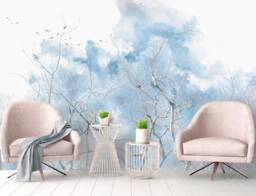3D Branch Watercolor Wallpaper, Peel & Stick Smudge Wall Mural - thumbnail 1
