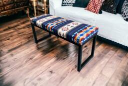 Aztec Tribal Kilim Style Bench, Colorful Boho Seating, Southwestern Decor, Handwoven Entryway Ethnic Home Furniture - Fpb