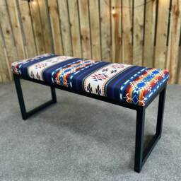 Aztec Tribal Kilim Style Bench, Colorful Boho Seating, Southwestern Decor, Handwoven Entryway Ethnic Home Furniture - Fpb - thumbnail 4
