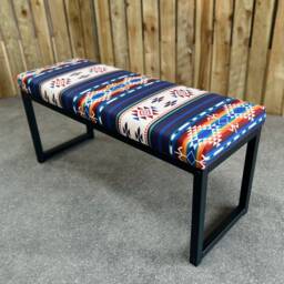 Aztec Tribal Kilim Style Bench, Colorful Boho Seating, Southwestern Decor, Handwoven Entryway Ethnic Home Furniture - Fpb - thumbnail 3