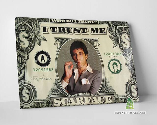Scarface Al Pacino Dollar Bill Quote Canvas Art Wall Mafia Gangster Photo Print Picture Framed Home Decor -E229 - image 1