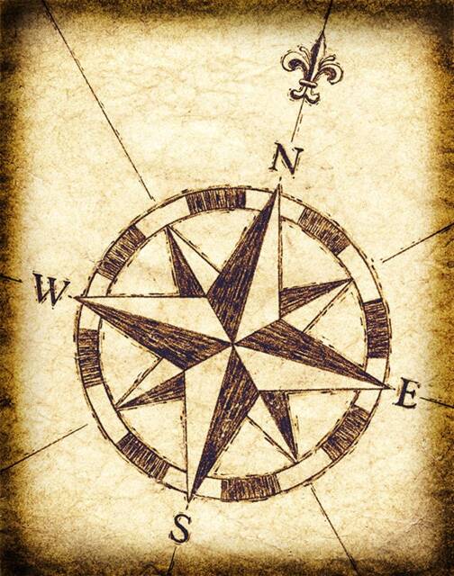 Compass Rose Artwork 11 X 14, Old Maps, Treasure Compass, Sailing, Navigation, Vintage Nautical Design, Art Print - image 1