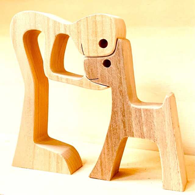 A Man & A Dog, The Original Original Wood Sculpture 2.5D - image 1