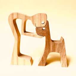 A Man & A Dog, The Original Original Wood Sculpture 2.5D - thumbnail 3