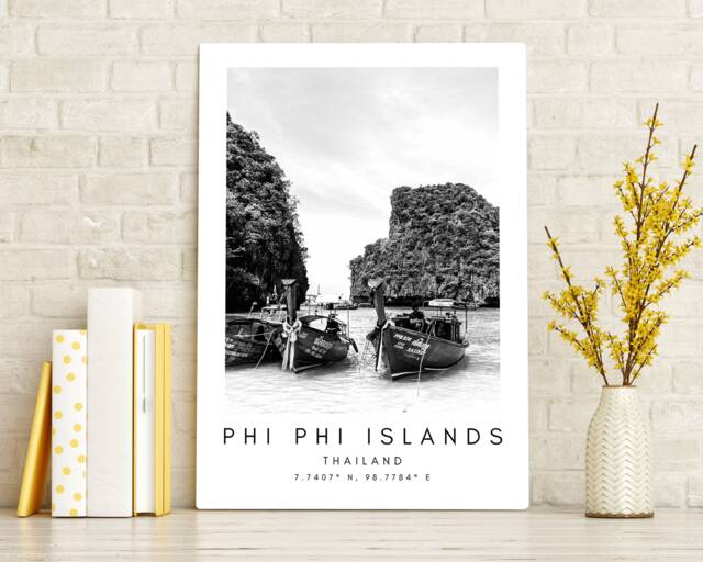 Phi Islands Print Thailand Travel Poster, Island Art - image 1