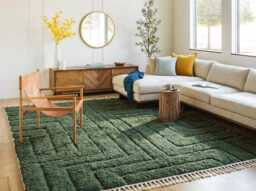 Moss Green Grid Moroccan Shag Rug, Hand Tufted Living Room Large Area Berber Wool Carpet, Modern Boho Decor