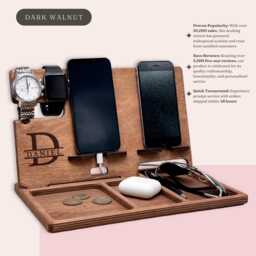 Mens Desk Organizer, Phone Stand . Christmas Gift