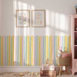Scalloped Wavy Stripe Wall Panel, Colourful Self-Adhesive Nursery Decor - thumbnail 2