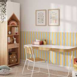 Scalloped Wavy Stripe Wall Panel, Colourful Self-Adhesive Nursery Decor - thumbnail 1
