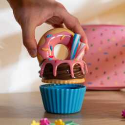 Donut Cupcake Trinket Box - Fake Food Desk Organiser Pot, Cute Resin Storage Jar With Lid, Quirky Pastel Office Decor, Bakery Lover Gift - thumbnail 2