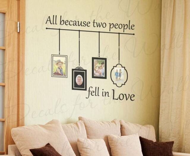Family Frame Mural Wall Decal All Because Two People Fell in Love Large Vinyl Art Quote Lettering Sticker Graphic Decor Decoration Sign G70 - image 1