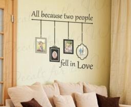 Family Frame Mural Wall Decal All Because Two People Fell in Love Large Vinyl Art Quote Lettering Sticker Graphic Decor Decoration Sign G70 - thumbnail 1