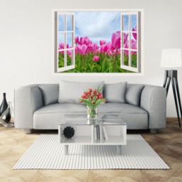 3D Window Flowers Decal, Frame, Wall Decor, Vinyl Decals Mothers Day Gifts , Stickers, Peel & Stick Vinyl W197 - thumbnail 3