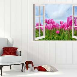 3D Window Flowers Decal, Frame, Wall Decor, Vinyl Decals Mothers Day Gifts , Stickers, Peel & Stick Vinyl W197 - thumbnail 2