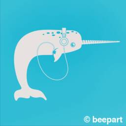 Narwhal With Headphones Wall Decal Vinyl Sticker - thumbnail 2