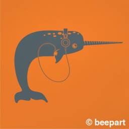 Narwhal With Headphones Wall Decal Vinyl Sticker - thumbnail 3