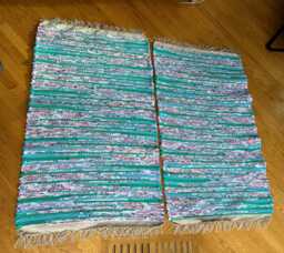 Multi Color Rug, Blues & Pinks Kitchen, Bedroom, Bathroom, Living Room Entry Way, Accent, Area Runner 3 Rugs Available For Sale