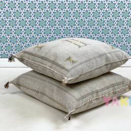 Yakiti-Grey Square Moroccan Pillows 20x20, Aka Cactus Silk Pillow, Decorative Pillows, Sabra Pillows, Decor Designer Cactus Silk - thumbnail 4