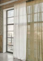 Rod Pocket Linen Curtains, Semi-Sheer Washed Curtain Panel, Custom Size Drapes - thumbnail 1