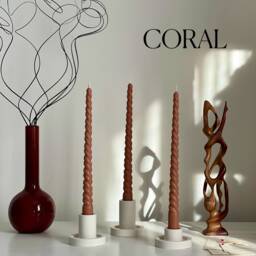 Tall Twisted Soy Wax Taper Candle Handmade Pastel Decor - thumbnail 2