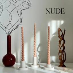 Tall Twisted Soy Wax Taper Candle Handmade Pastel Decor - thumbnail 3