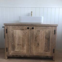 Longstone Reclaimed Wood Rustic Bathroom Vanity Unit - thumbnail 3