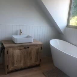 Longstone Reclaimed Wood Rustic Bathroom Vanity Unit - thumbnail 2