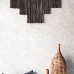 Fiber Art, Wall Tapestry , Hanging, Modern Contemporary Half Circle Tapestry, Macram??, Yarn Woven, Cleo - thumbnail 2