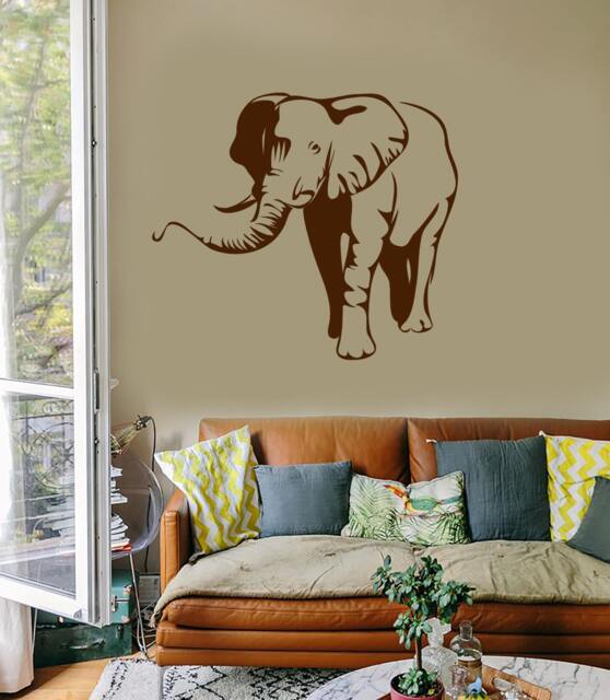 Wall Vinyl Decal Elephant African India Giant Animals Decor For The Center Of Living Room - #1142Da - image 1