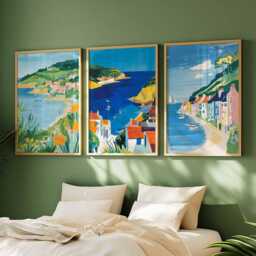 Set Of 3 Dorset Posters, England Travel Prints, Wall Art Set, Jurassic Coast Seaside Landscape Decor Prints - thumbnail 3